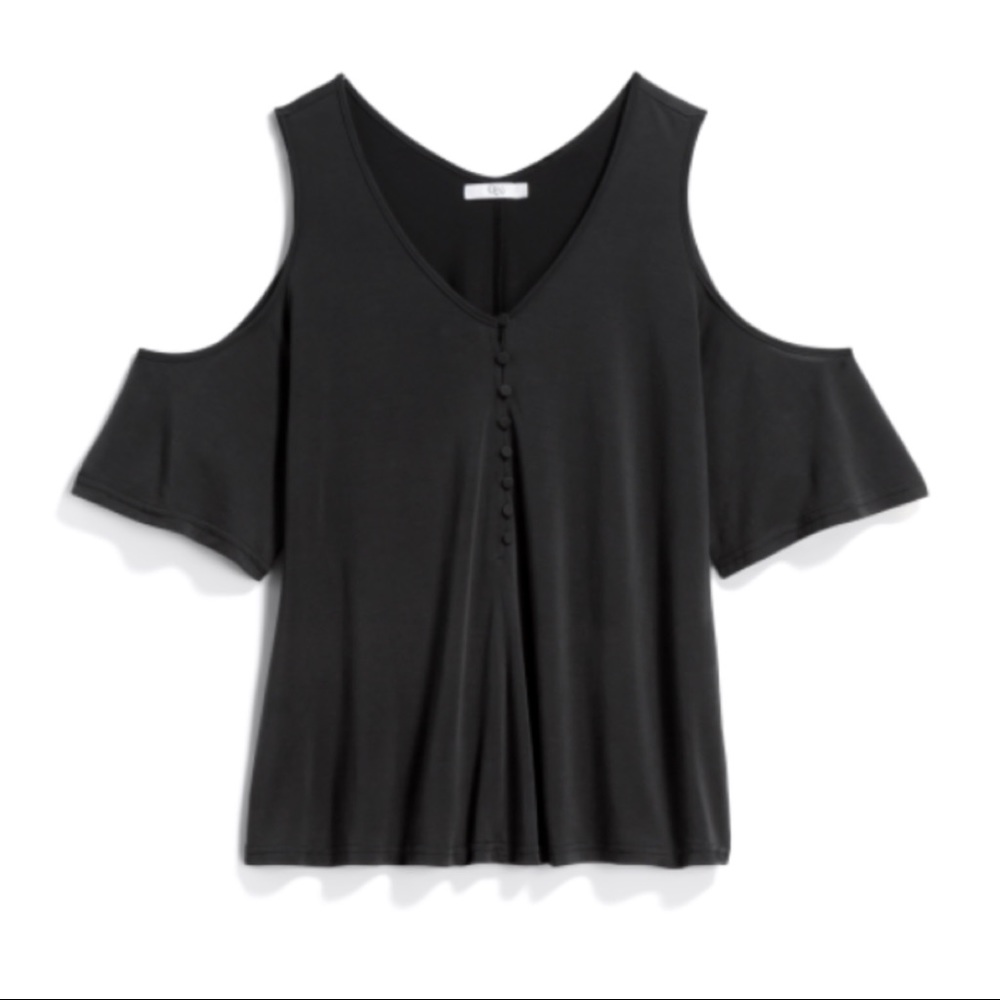 Cella Cold Shoulder Henley Button Knit Top